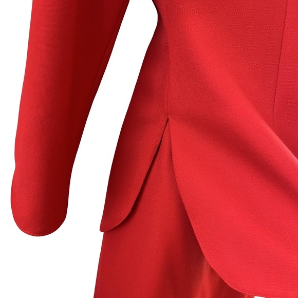 Vintage Valentino Boutique Skirt Suit Womens 4 Red‎ Made in Italy Two Piece 90s - Picture 6 of 16